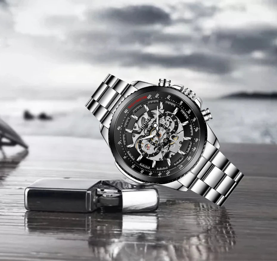 Winner Sport Luxus Herrenuhr Silber