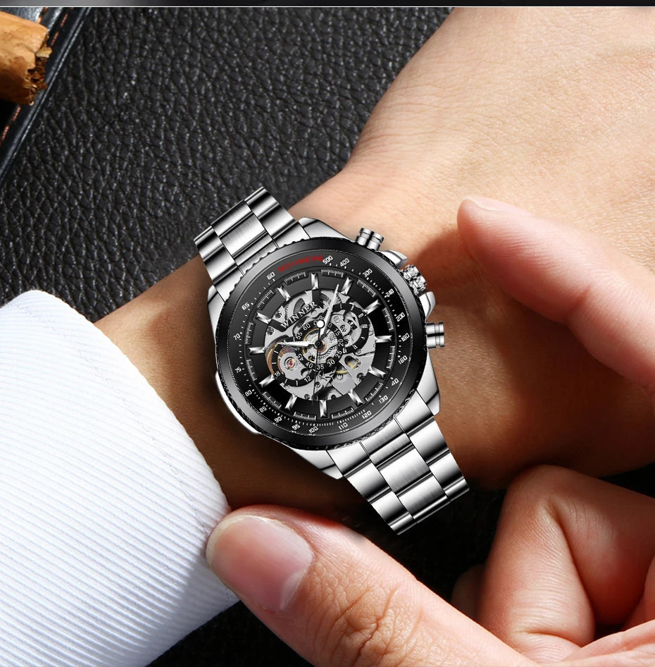 Winner Sport Luxus Herrenuhr Silber