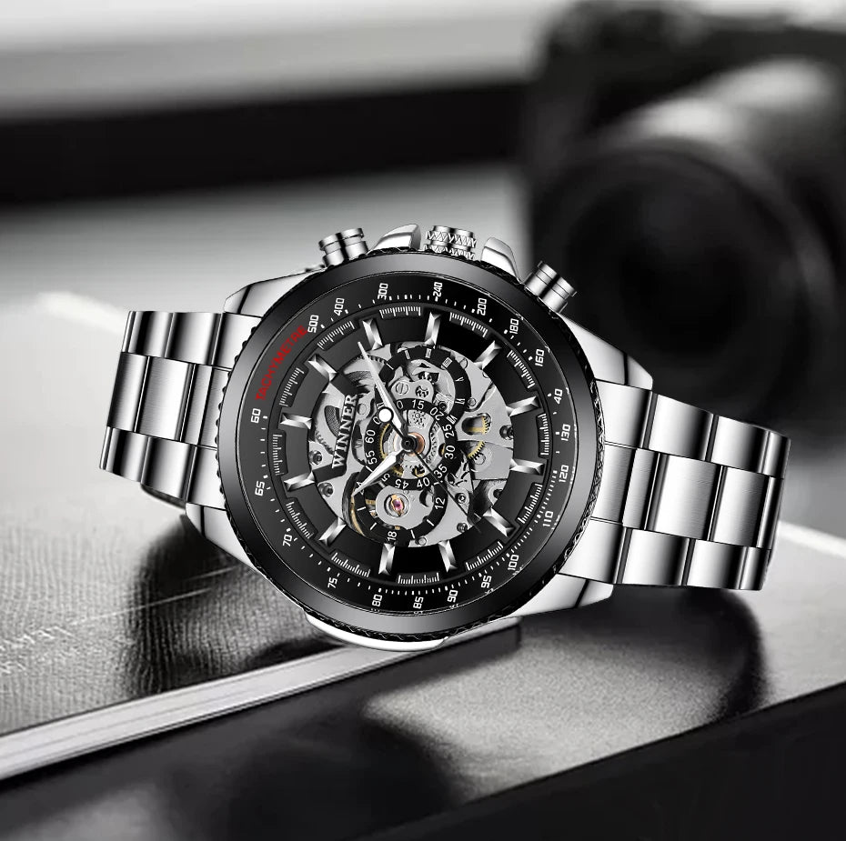 Winner Sport Luxus Herrenuhr Silber