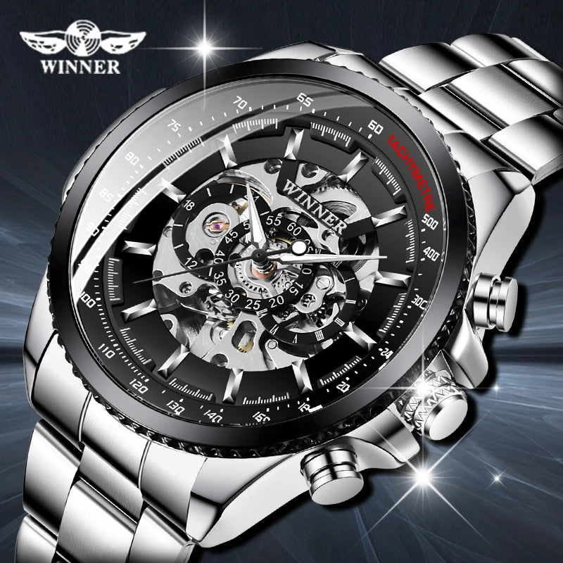 Winner Sport Luxus Herrenuhr Silber