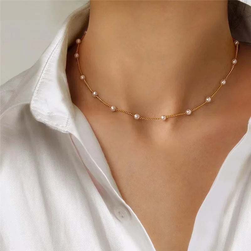 Goldene Damen Perlenkette