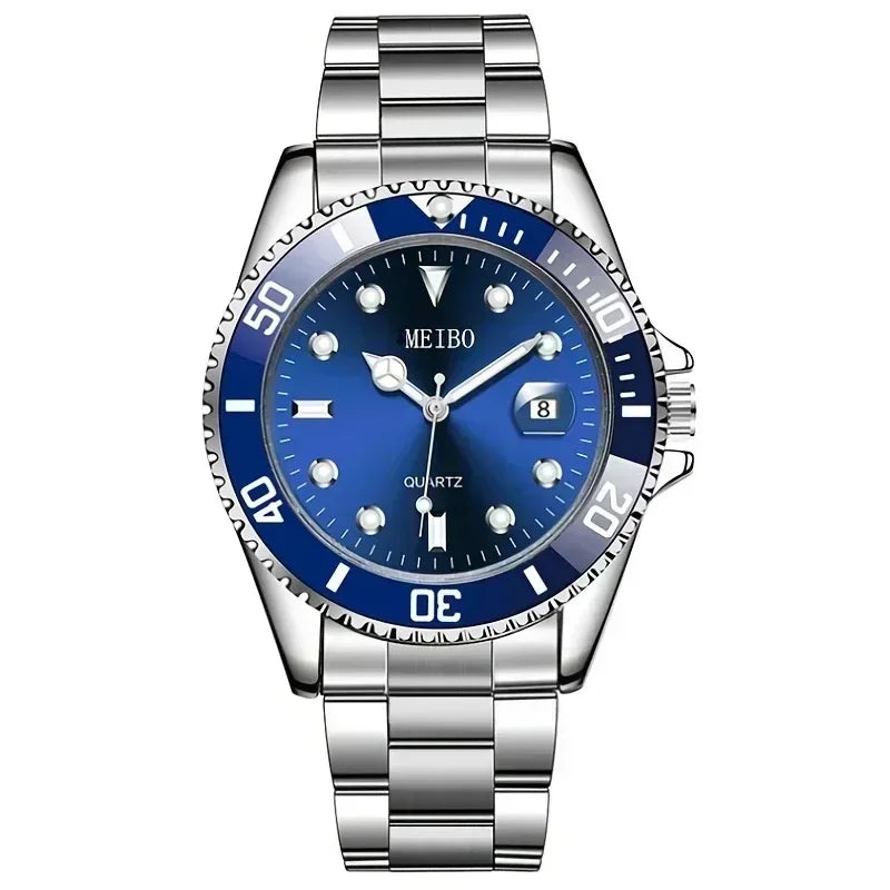 MEIBO Luxus Herrenuhr Silber