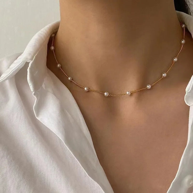 Goldene Damen Perlenkette