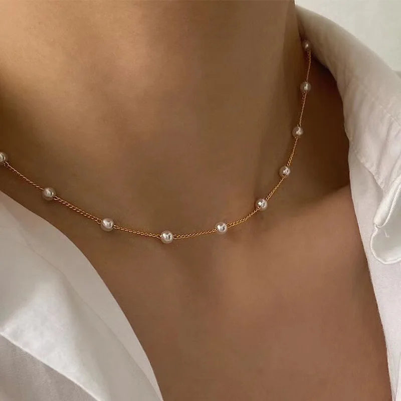 Goldene Damen Perlenkette