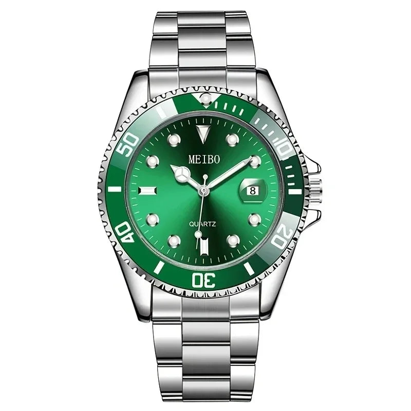 MEIBO Luxus Herrenuhr Silber