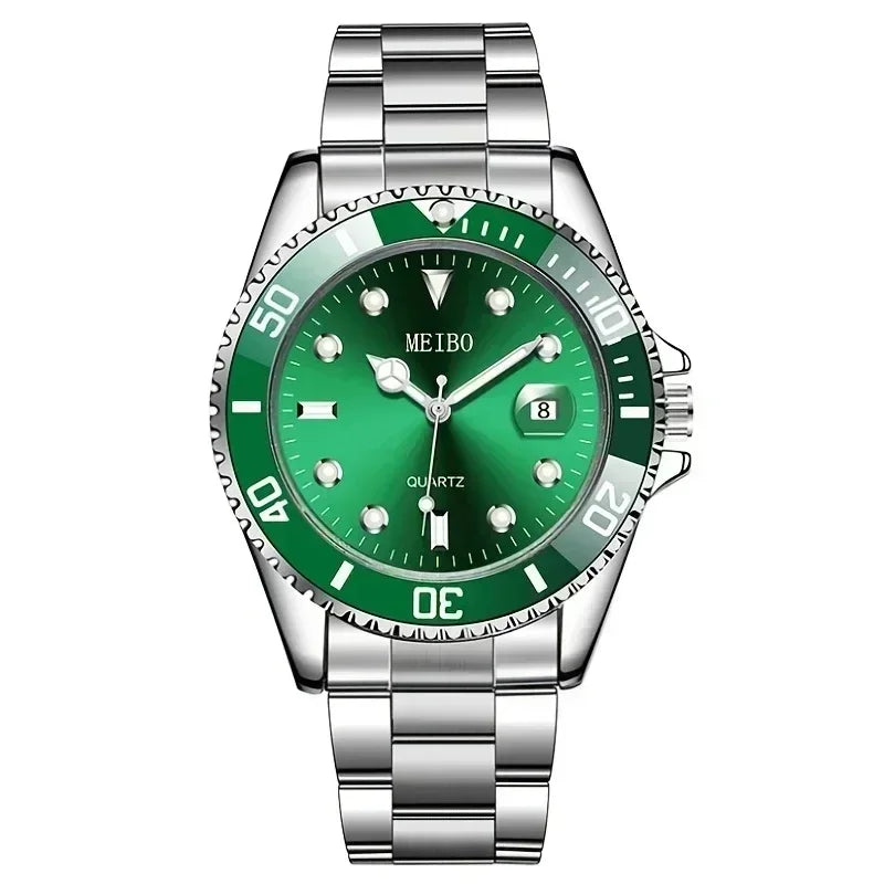 MEIBO Luxus Herrenuhr Silber