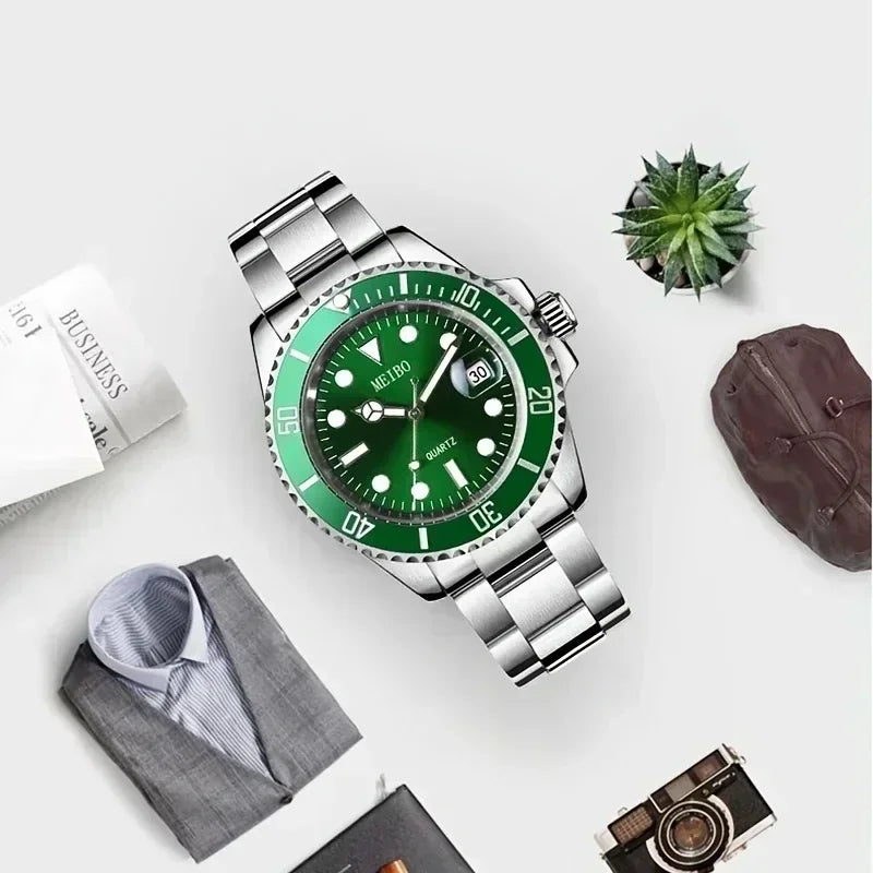 MEIBO Luxus Herrenuhr Silber