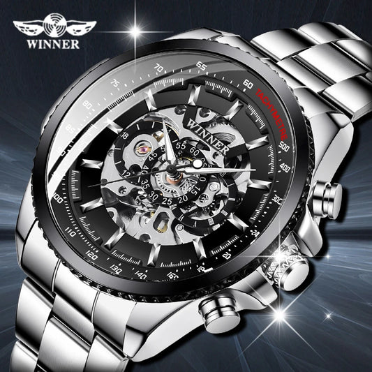Winner Sport Luxus Herrenuhr Silber