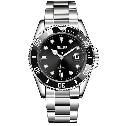 MEIBO Luxus Herrenuhr Silber