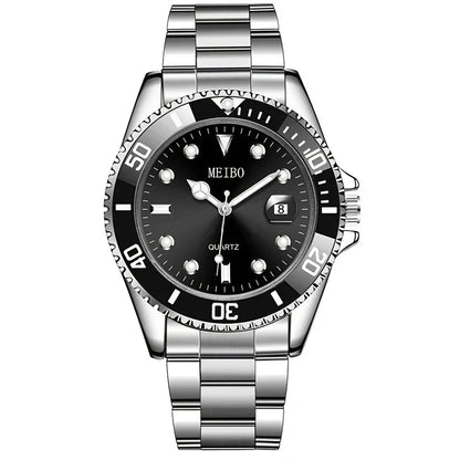 MEIBO Luxus Herrenuhr Silber